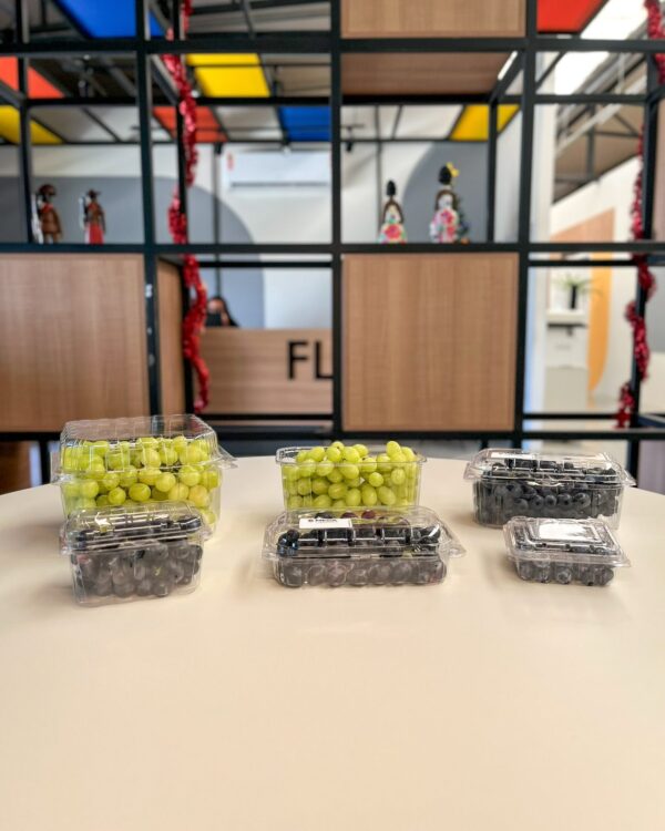 Cumbucas Clamshell e Open top. (Cestas plásticas)